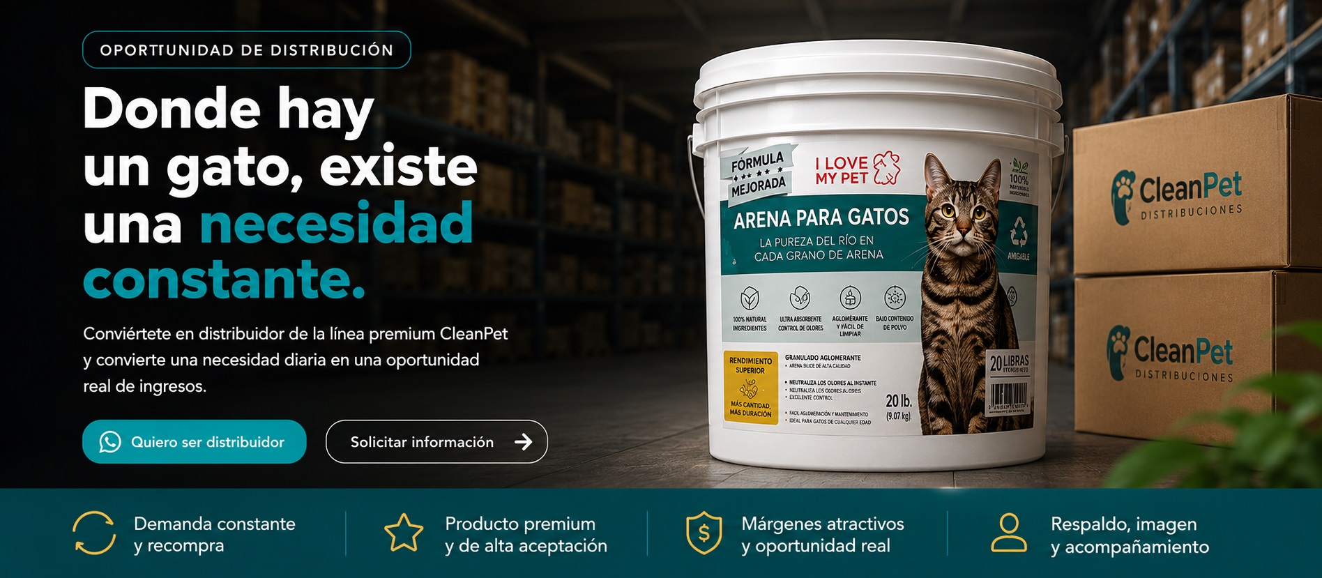 Conviértete en distribuidor CleanPet y aprovecha una necesidad constante de los hogares con gatos