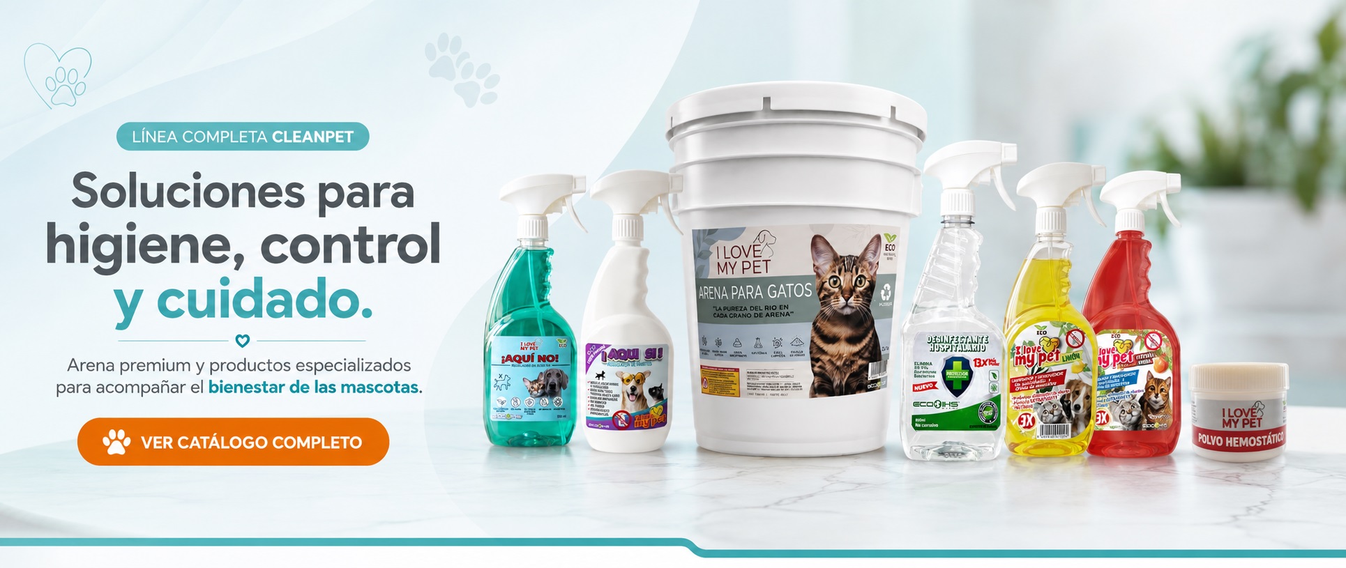 Línea de productos CleanPet para higiene, limpieza, control y cuidado de mascotas